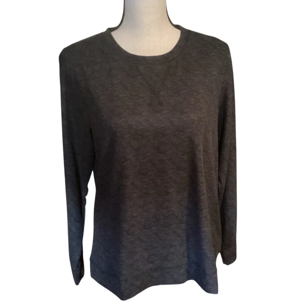 Jaclyn Intimates Whisperluxe Pajama Lounge‎ Top Waffle Knit Grey Large NWT